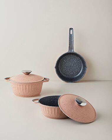English Home Tiny Cast Tencere Seti,Pembe,16x16x16 cm - English Home