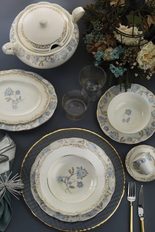 Kütahya Porselen Bone Olympos 68 Parça 12 Kişilik Desenli Yemek Takımı 10542 - 