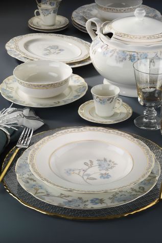Kütahya Porselen Bone Olympos 68 Parça 12 Kişilik Desenli Yemek Takımı 10542 - 