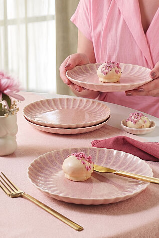 Kütahya Porselen Bone Rosy 4 Parça 21 Cm Pasta Tabağı - Kütahya Porselen