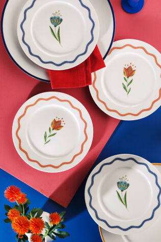 Kütahya Porselen Lalezar 4 Parça 21 Cm Servis Tabağı - Kütahya Porselen