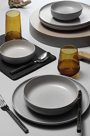 Kütahya Porselen Moderna 24 Parça Kişilik Yemek Takımı Gri 