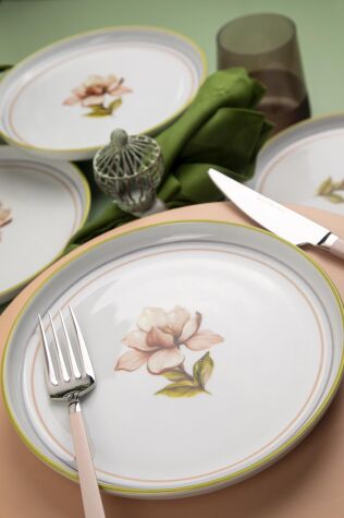 Kütahya Porselen Moderna 6 Kişilik 19 Cm Pasta Takımı Manolya - Kütahya Porselen