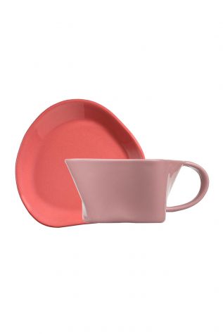Kütahya Porselen Skallop 4 Parça Çay Seti Pembe - Kütahya Porselen