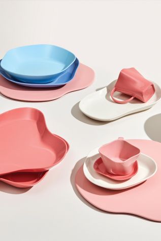 Kütahya Porselen Skallop 4 Parça Çay Seti Pembe - Kütahya Porselen