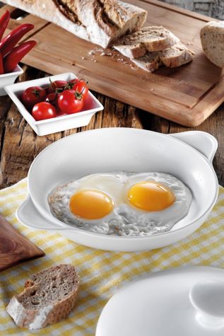 Porflame Porselen 21 cm Kapaklı Tava - Porflame